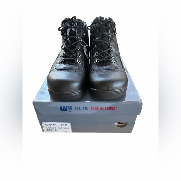 DREW Other - NEW Drew Rockford Men's 13M Waterproof Black Leather Hiking Work Boots Diabetic